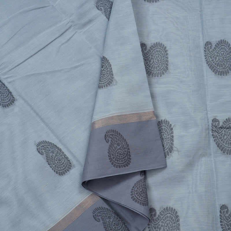 Hayagrivas Handloom Pure Cotton Saree in Graceful Silver Grey KBE78D9-22