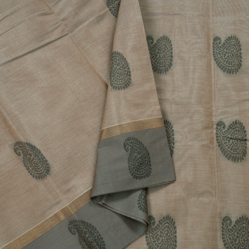 Hayagrivas Handloom Pure Cotton Saree in Elegant Beige KBE78D9-5
