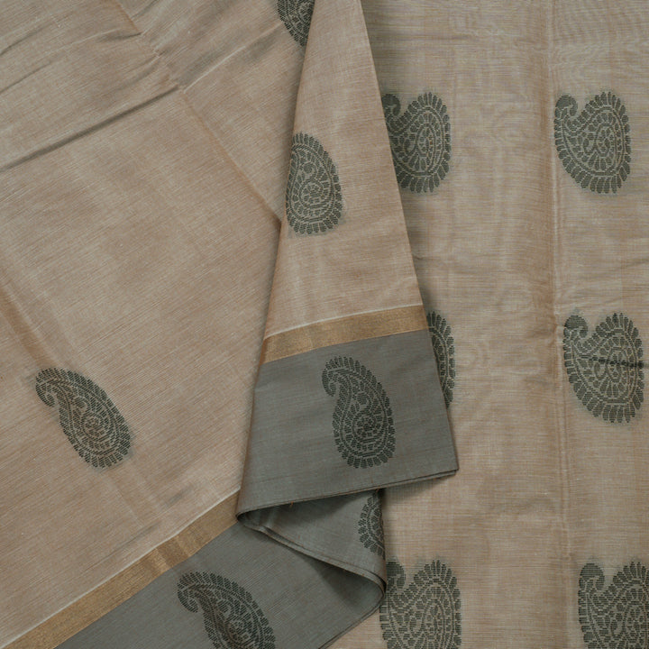 Hayagrivas Handloom Pure Cotton Saree in Elegant Beige KBE78D9-5