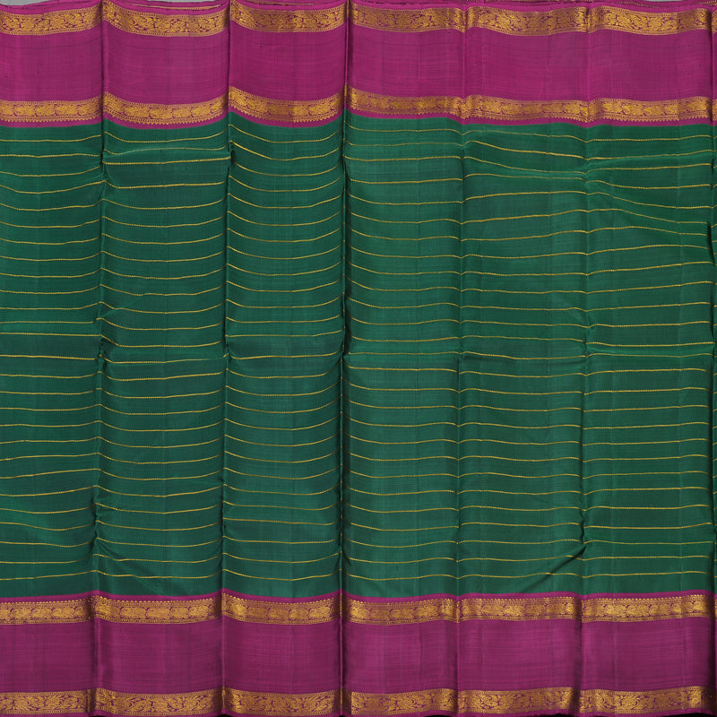 Hayagrivas Handloom Bottle Green Kanjivaram Silk Saree with Wine Purple Border KBE790H2-1