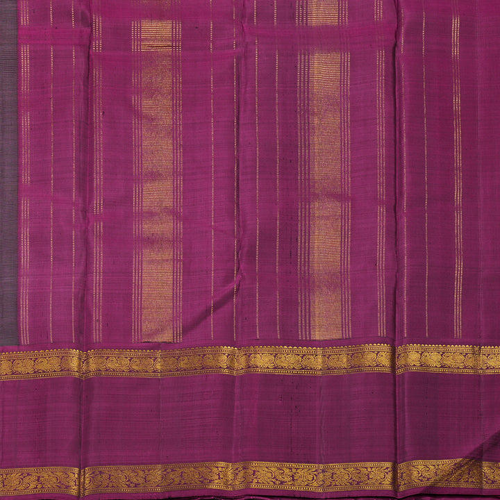 Hayagrivas Handloom Bottle Green Kanjivaram Silk Saree with Wine Purple Border KBE790H2-1