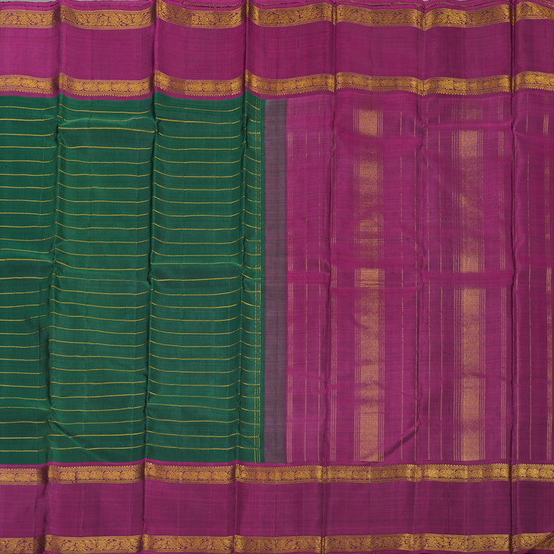 Hayagrivas Handloom Bottle Green Kanjivaram Silk Saree with Wine Purple Border KBE790H2-1