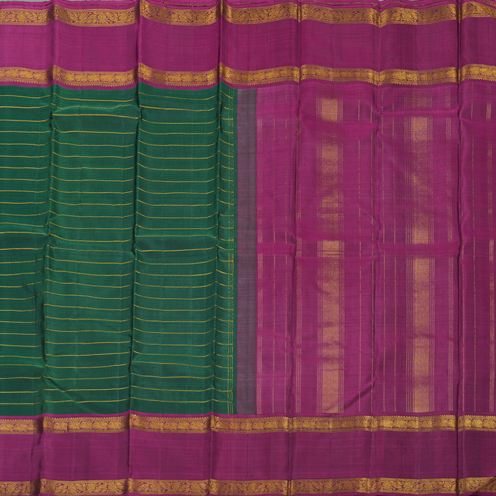 Hayagrivas Handloom Bottle Green Kanjivaram Silk Saree with Wine Purple Border KBE790H2-1