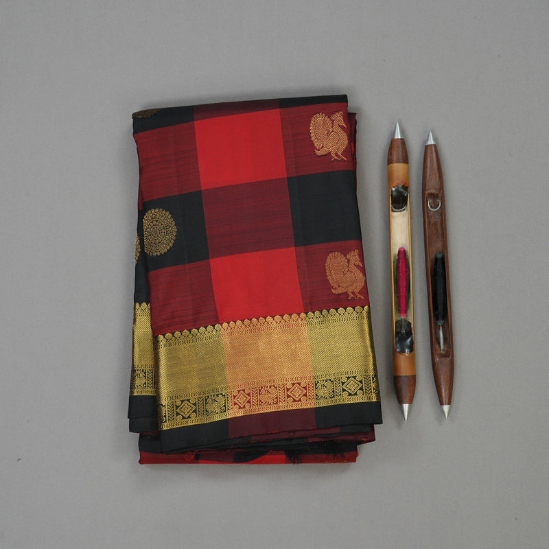 Hayagrivas Handloom Multicolour Checks Kanjivaram Silk Saree KBE791H10-1