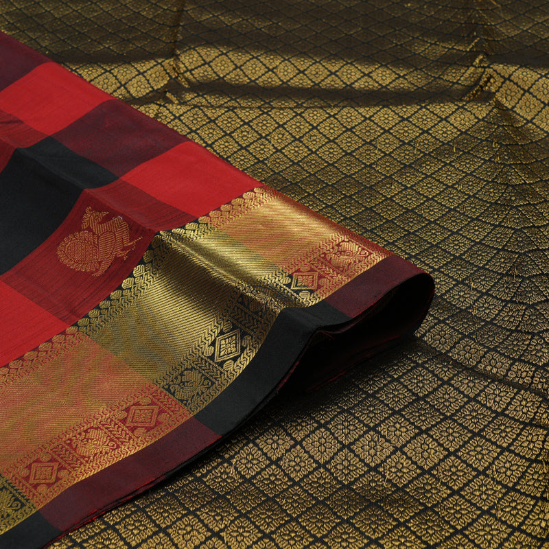 Hayagrivas Handloom Multicolour Checks Kanjivaram Silk Saree KBE791H10-1