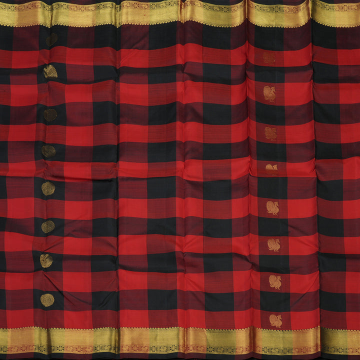 Hayagrivas Handloom Multicolour Checks Kanjivaram Silk Saree KBE791H10-1