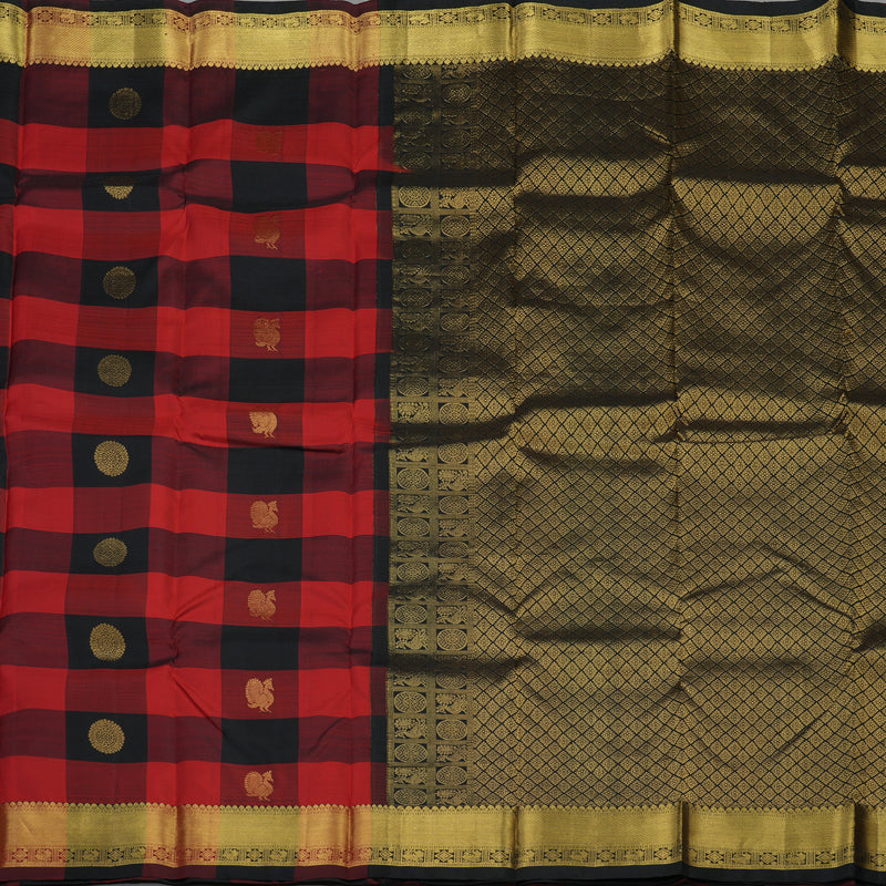 Hayagrivas Handloom Multicolour Checks Kanjivaram Silk Saree KBE791H10-1