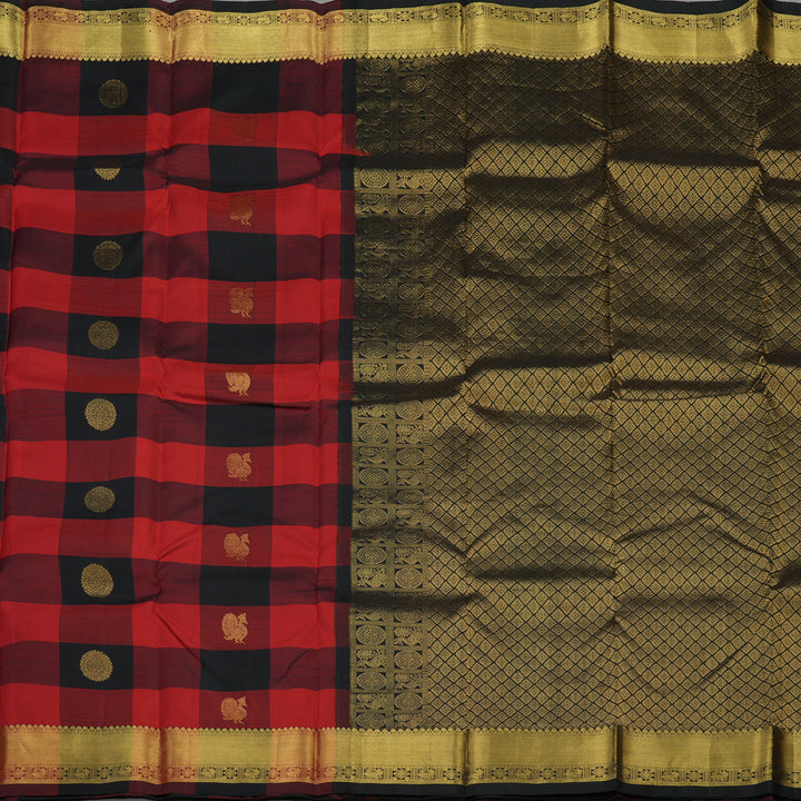 Hayagrivas Handloom Multicolour Checks Kanjivaram Silk Saree KBE791H10-1