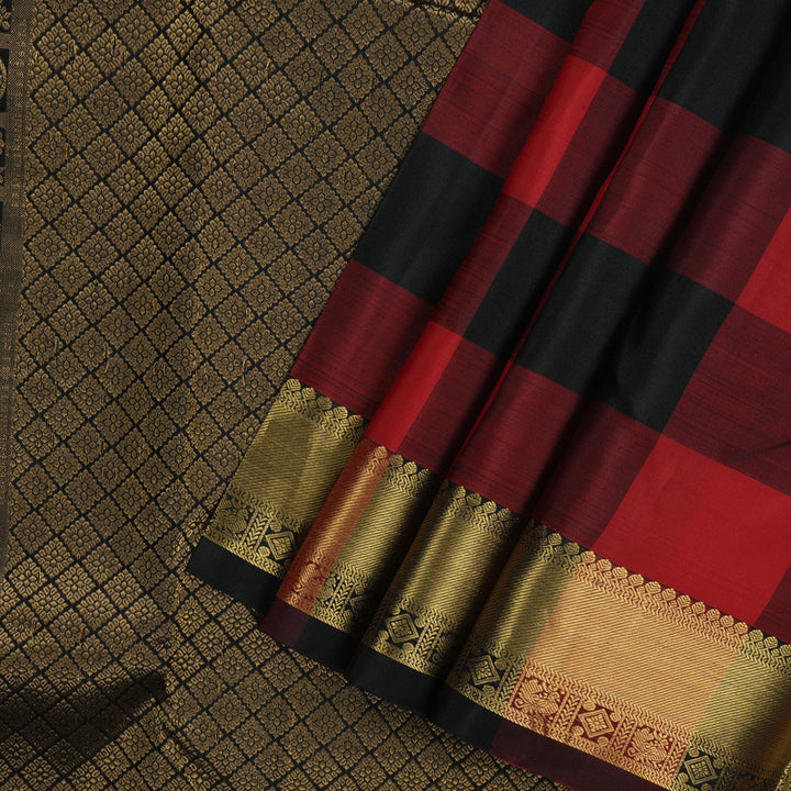 Hayagrivas Handloom Multicolour Checks Kanjivaram Silk Saree KBE791H10-1