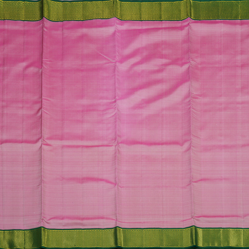 Hayagrivas Handloom Onion Pink Kanjivaram Ten Yards Silk Saree with Bottle Green Border KBE791H2-1