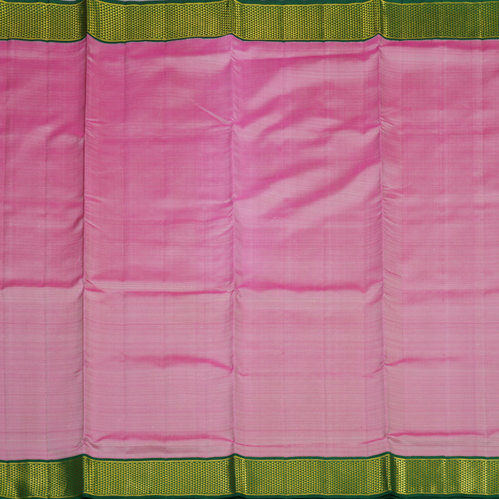 Hayagrivas Handloom Onion Pink Kanjivaram Ten Yards Silk Saree with Bottle Green Border KBE791H2-1