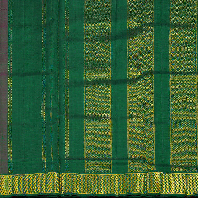 Hayagrivas Handloom Onion Pink Kanjivaram Ten Yards Silk Saree with Bottle Green Border KBE791H2-1