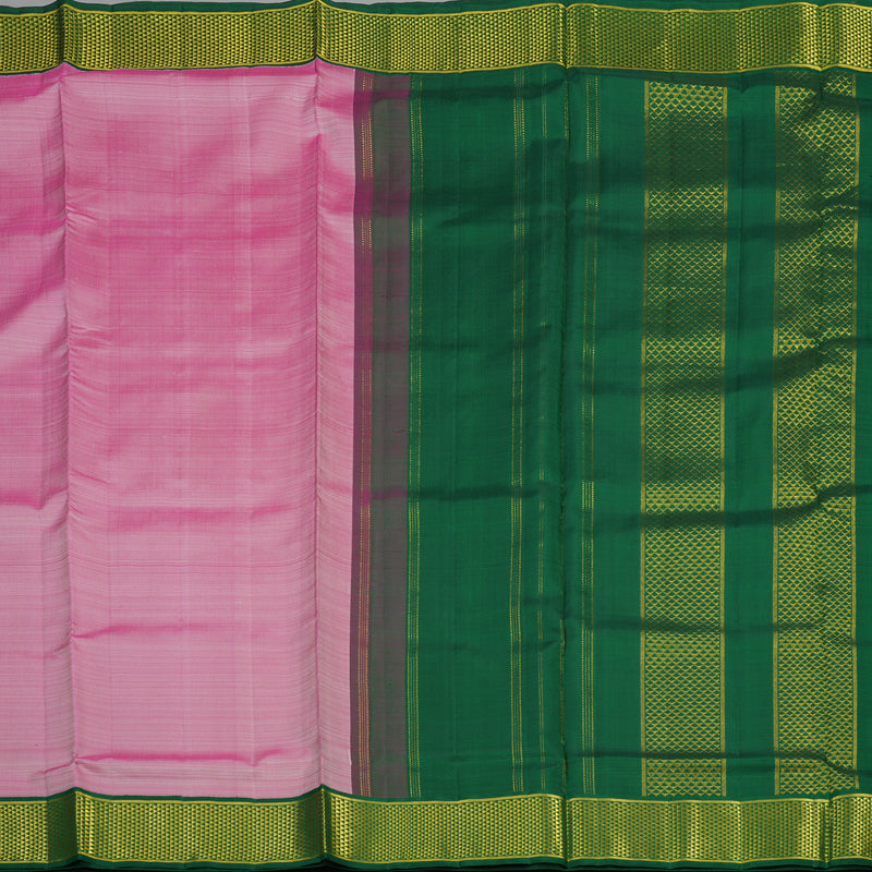Hayagrivas Handloom Onion Pink Kanjivaram Ten Yards Silk Saree with Bottle Green Border KBE791H2-1