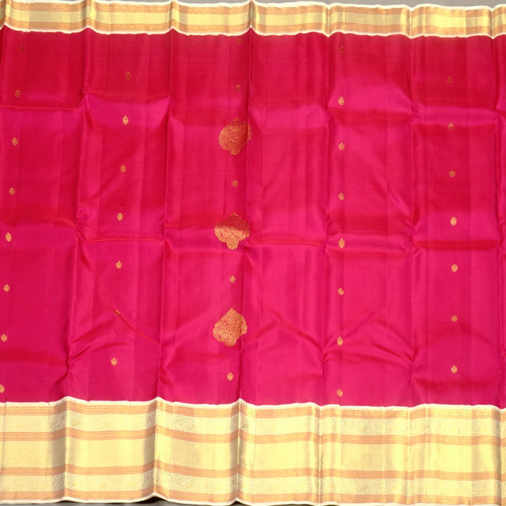 Hayagrivas Handloom Kanjivaram Silk Saree in Rani Pink with Ivory contrast Blouse & Pallu KBE792H10-1