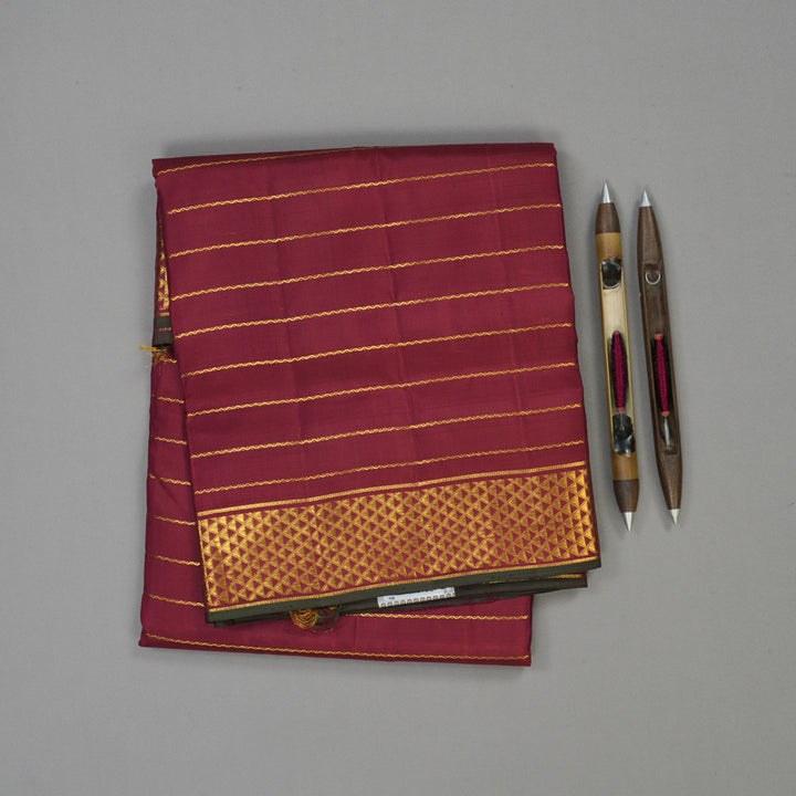 Hayagrivas Maroon Pure Ten Yards Silk Madisar KBE793H12-1