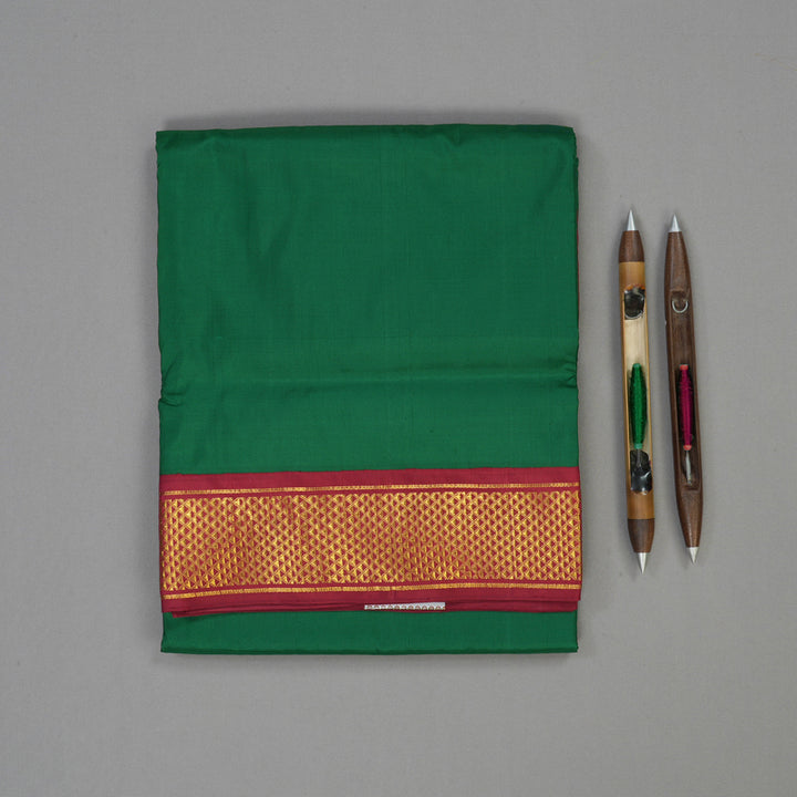Hayagrivas Handloom Dark Green Ten Yards Silk Madisar KBE793H8-1