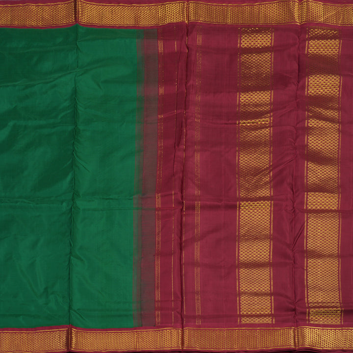 Hayagrivas Handloom Dark Green Ten Yards Silk Madisar KBE793H8-1