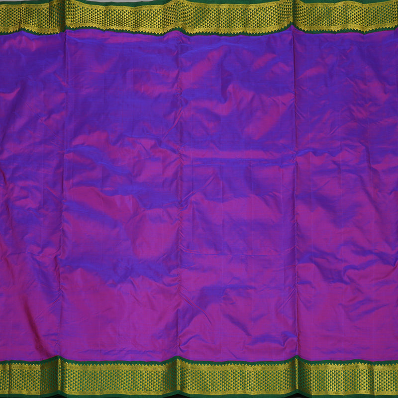 Hayagrivas Handloom Purple Kanjivaram Nine Yards Silk Saree with Bottle Green KBE793H9-4