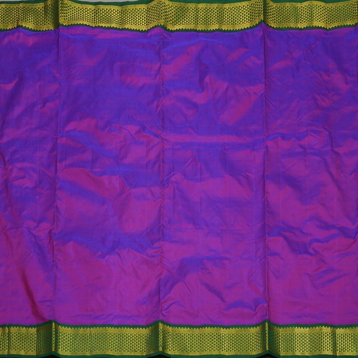 Hayagrivas Handloom Purple Kanjivaram Nine Yards Silk Saree with Bottle Green KBE793H9-4