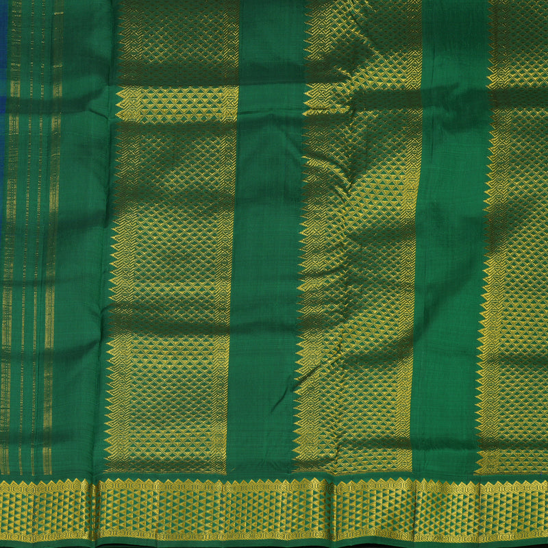 Hayagrivas Handloom Purple Kanjivaram Nine Yards Silk Saree with Bottle Green KBE793H9-4