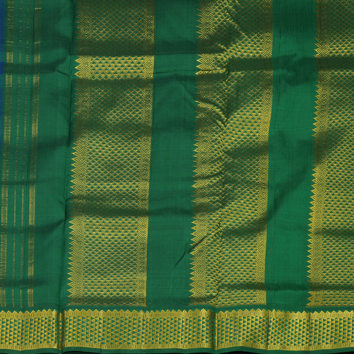 Hayagrivas Handloom Purple Kanjivaram Nine Yards Silk Saree with Bottle Green KBE793H9-4