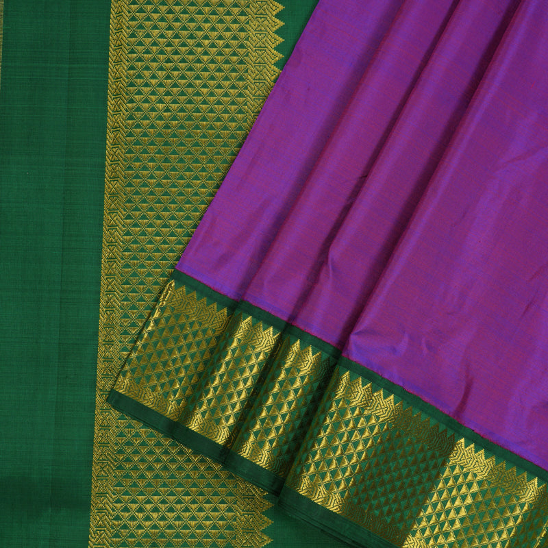 Hayagrivas Handloom Purple Kanjivaram Nine Yards Silk Saree with Bottle Green KBE793H9-4