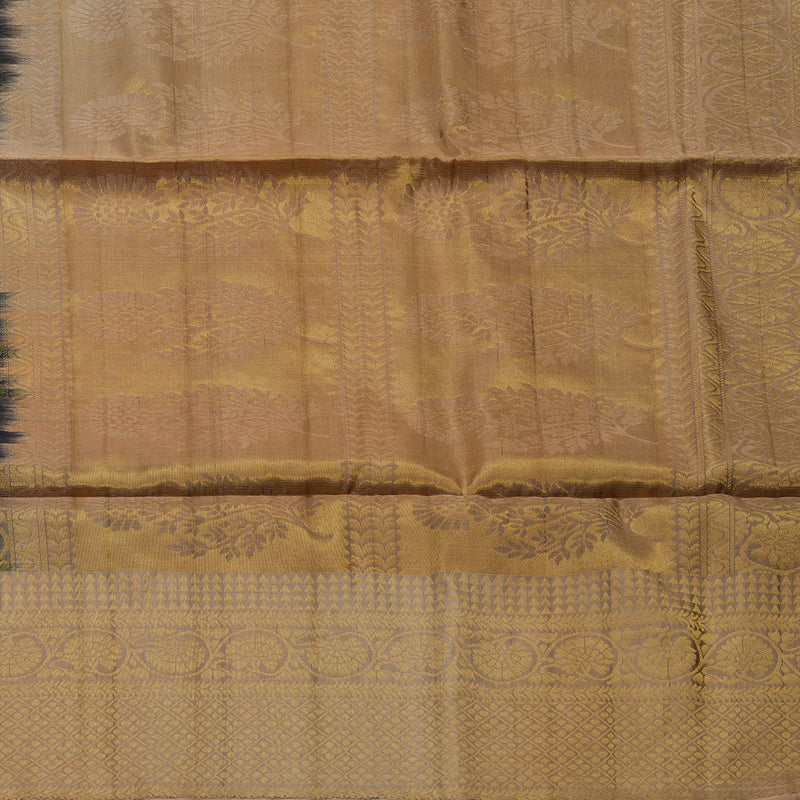 Hayagrivas Handloom Black Soft Silk Saree with Peach Border KBE794H3-1