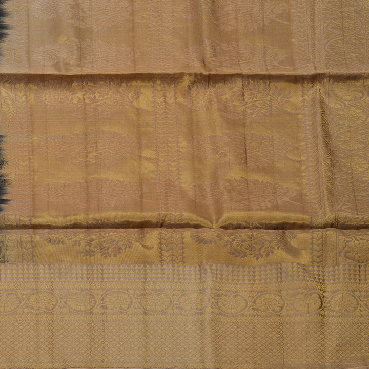 Hayagrivas Handloom Black Soft Silk Saree with Peach Border KBE794H3-1