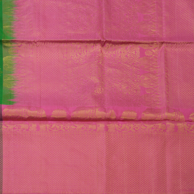 Hayagrivas Handloom Dark Green Pure Soft Silk Saree with Wine Purple Border KBE794H6-4