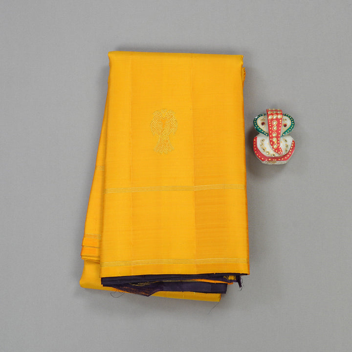 Hayagrivas Handloom Kanjivaram silk saree in Mustard yellow with Nagapzham Borderless KBE7D3-1