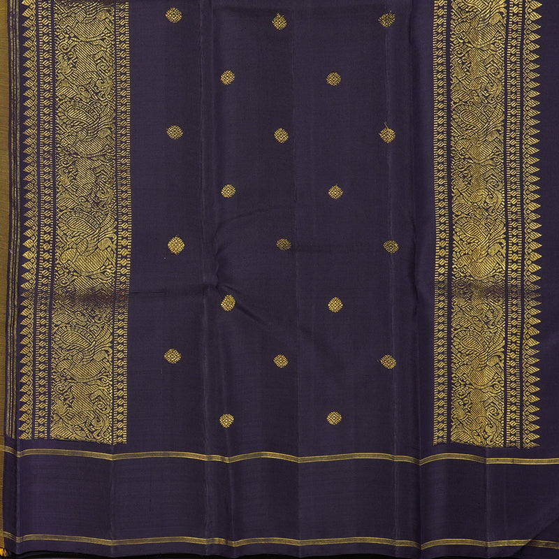 Hayagrivas Handloom Kanjivaram silk saree in Mustard yellow with Nagapzham Borderless KBE7D3-1