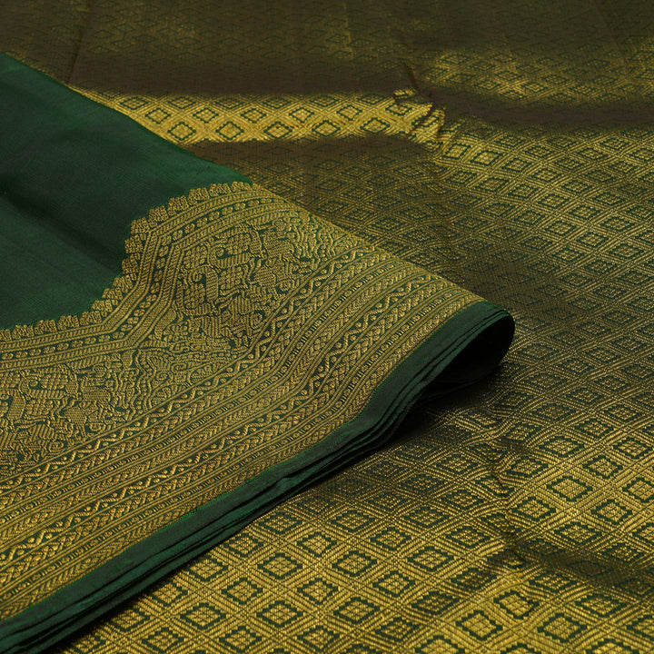 Hayagrivas Handloom Bottle Green Kanjivaram Silk Saree KBE804H2-1