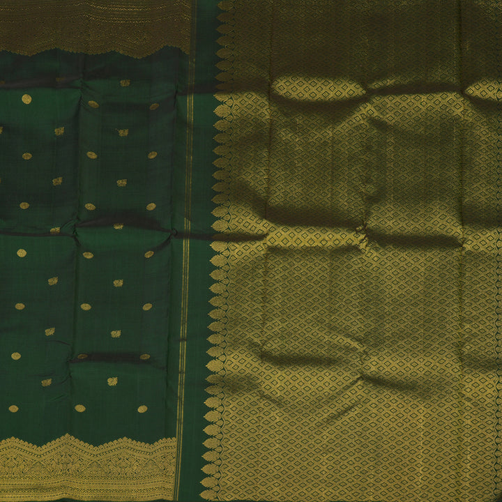 Hayagrivas Handloom Bottle Green Kanjivaram Silk Saree KBE804H2-1