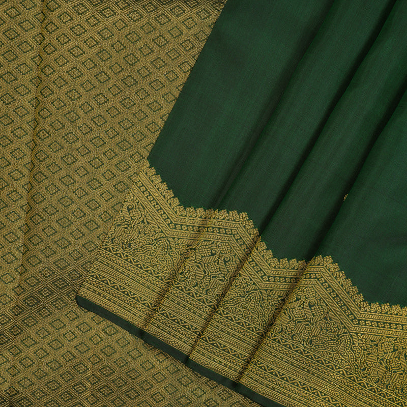 Hayagrivas Handloom Bottle Green Kanjivaram Silk Saree KBE804H2-1