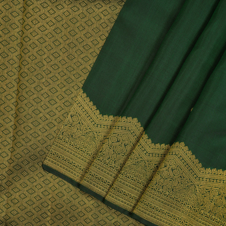 Hayagrivas Handloom Bottle Green Kanjivaram Silk Saree KBE804H2-1