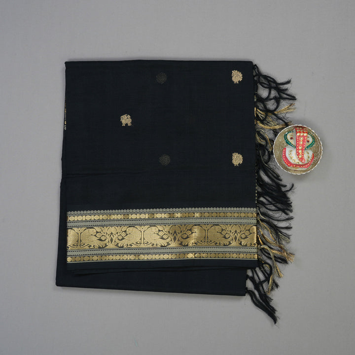 Hayagrivas Black Pure Silk Cotton Saree KBE805H3-8
