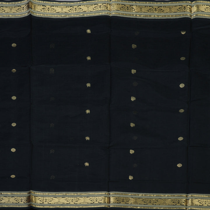 Hayagrivas Black Pure Silk Cotton Saree KBE805H3-8