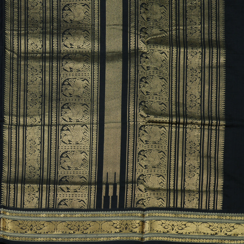 Hayagrivas Black Pure Silk Cotton Saree KBE805H3-8