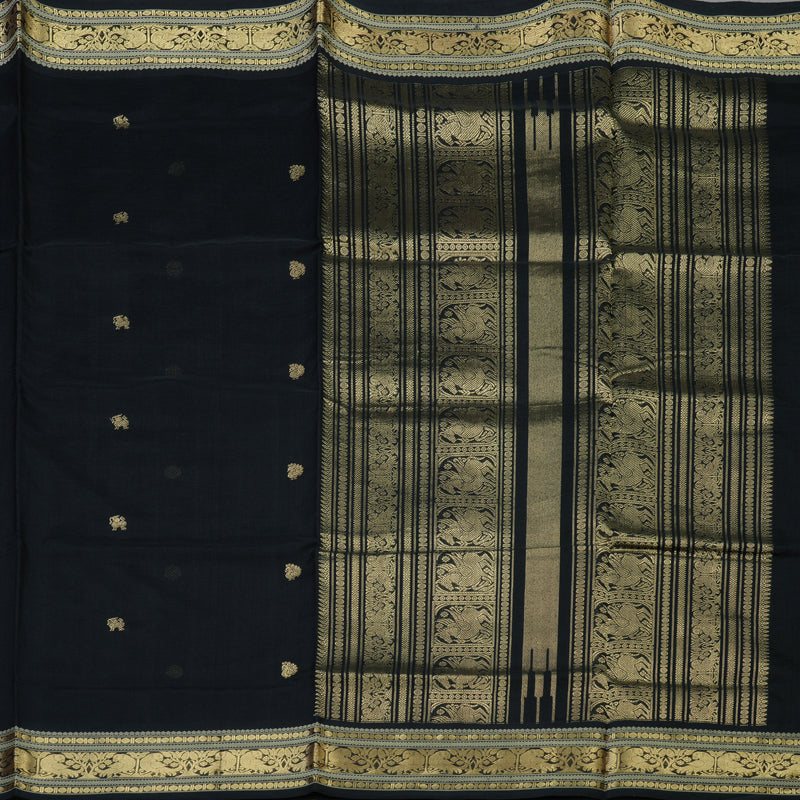 Hayagrivas Black Pure Silk Cotton Saree KBE805H3-8