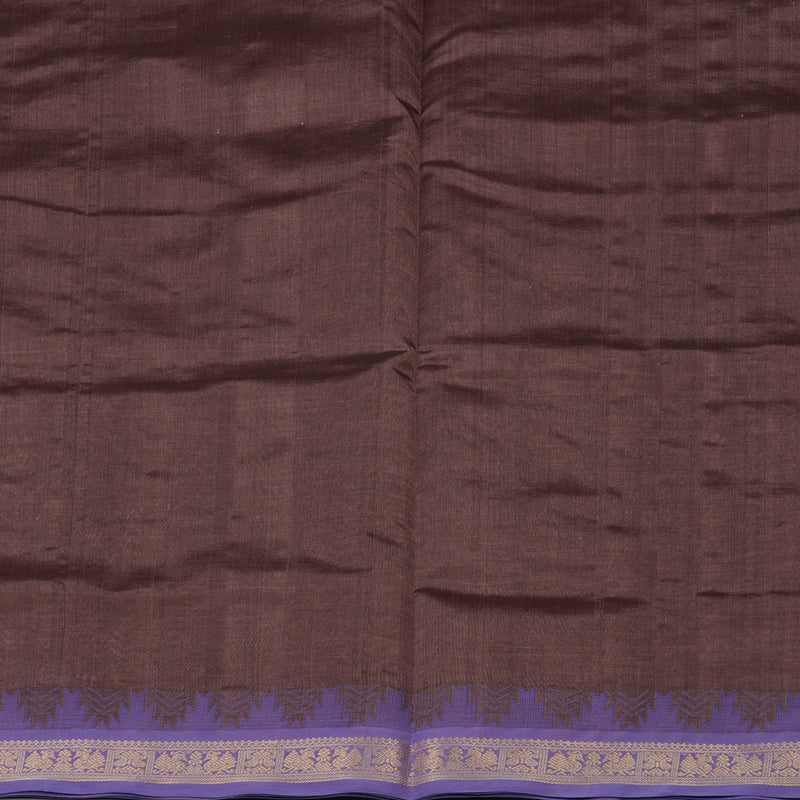 Hayagrivas Handloom Kanchi Silk Cotton Saree in Chocolate Brown with Lilac Temple borde KBE805H4-2