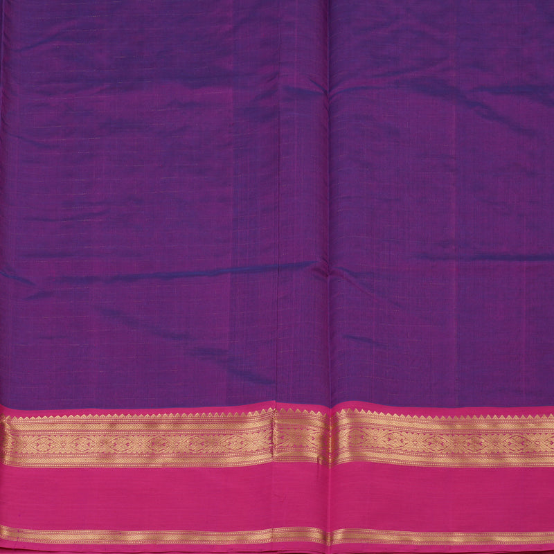 Hayagrivas Pure Silk Cotton Saree in Royal Purple with Jari Checks KBE805H9-7