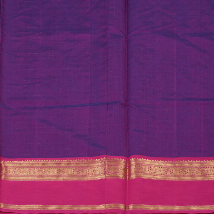 Hayagrivas Pure Silk Cotton Saree in Royal Purple with Jari Checks KBE805H9-7