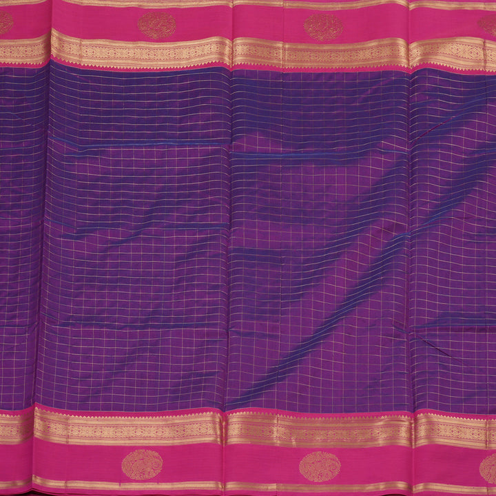 Hayagrivas Pure Silk Cotton Saree in Royal Purple with Jari Checks KBE805H9-7