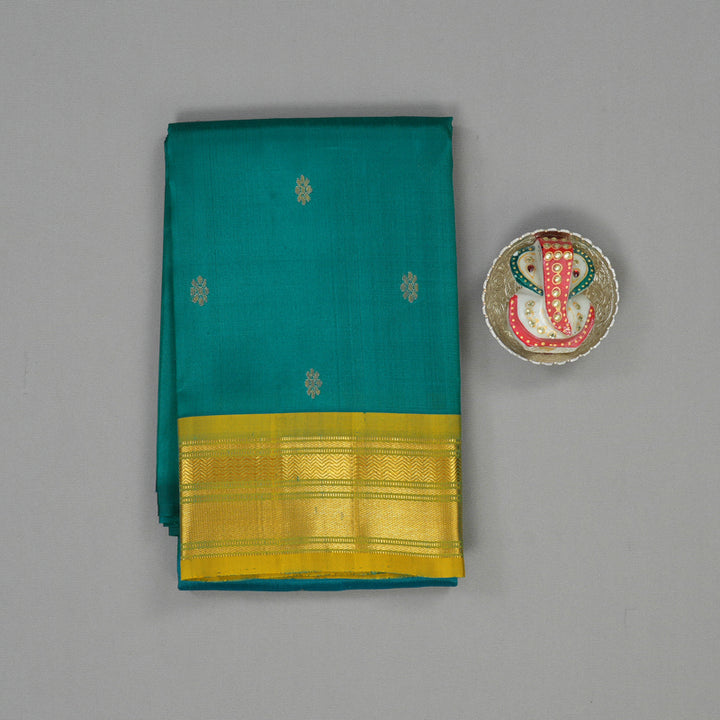 Hayagrivas Rama Green Pure One-sided Border Kanjivaram Silk saree KBE806H3-12