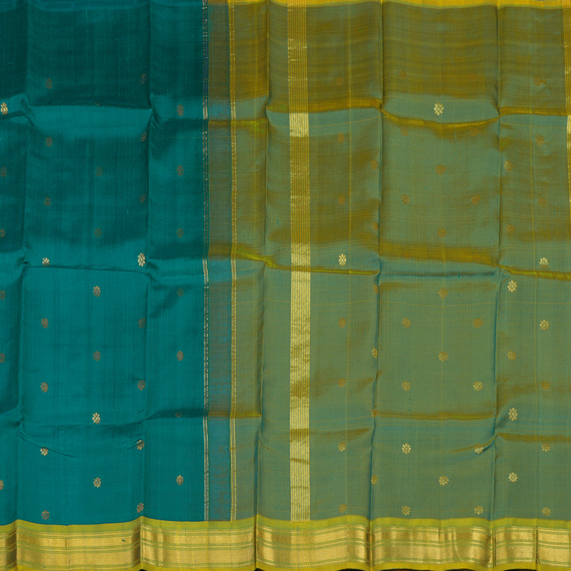 Hayagrivas Rama Green Pure One-sided Border Kanjivaram Silk saree KBE806H3-12