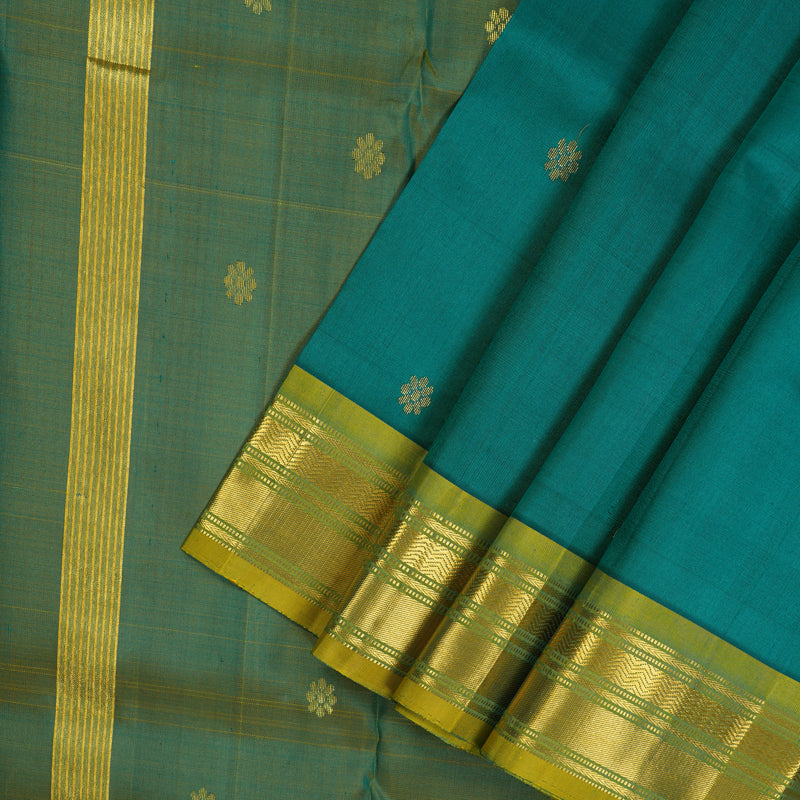 Hayagrivas Rama Green Pure One-sided Border Kanjivaram Silk saree KBE806H3-12