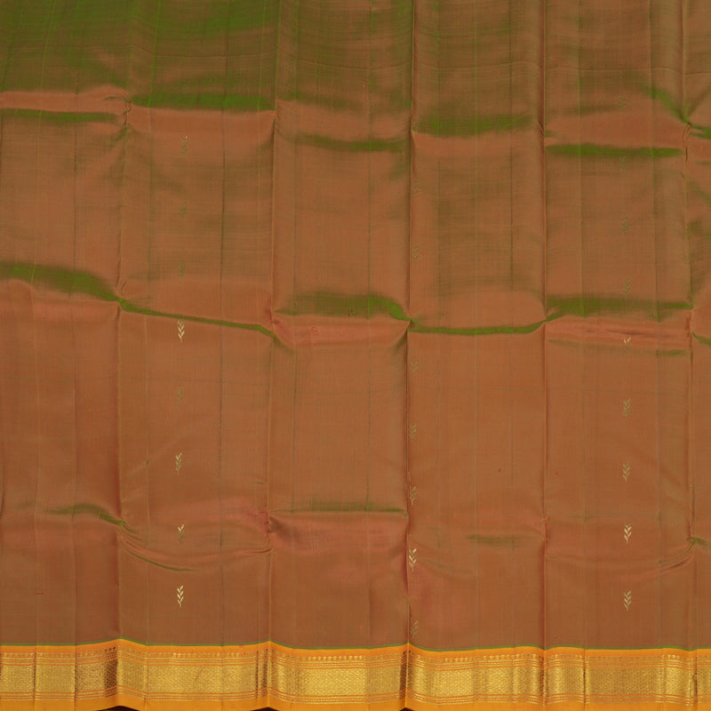 Hayagrivas Handloom Honey Mustard Kanjivaram Silk Saree with Mango Orange Border KBE806H3-14