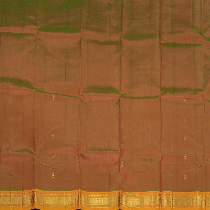 Hayagrivas Handloom Honey Mustard Kanjivaram Silk Saree with Mango Orange Border KBE806H3-14