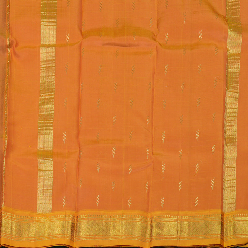 Hayagrivas Handloom Honey Mustard Kanjivaram Silk Saree with Mango Orange Border KBE806H3-14