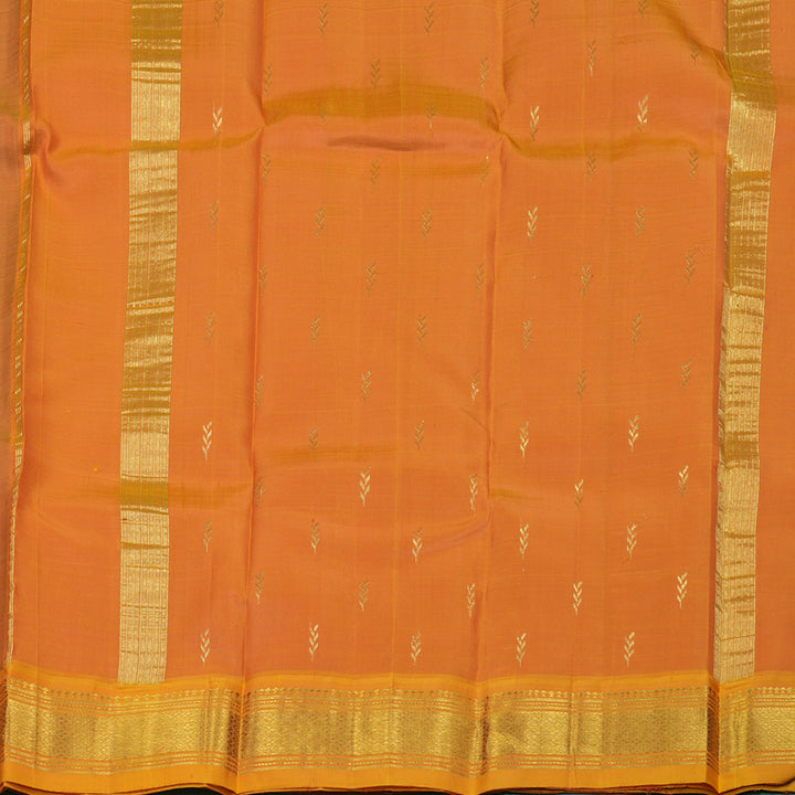 Hayagrivas Handloom Honey Mustard Kanjivaram Silk Saree with Mango Orange Border KBE806H3-14
